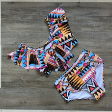 Load image into Gallery viewer, African Print Swimwear Ruffle Bikini Set Long Sleeve Swimsuit Women Padded Biquini 2018 Sexy Female High Waisted Bikini