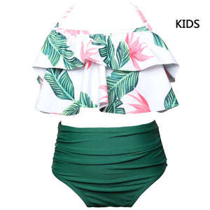 2018 New Bikinis Women Swimsuit High Waist Bathing Suit Plus Size Swimwear Push Up Bikini Set Vintage Beach Wear Family Kids