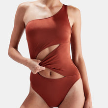 Load image into Gallery viewer, Swimsuit One Piece Swimwear 2018 Cutout Women One Shoulder Swimsuits Womens Vintage Bodysuit Solid Trikini Sexy Monokini Woman