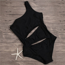 Load image into Gallery viewer, Swimsuit One Piece Swimwear 2018 Cutout Women One Shoulder Swimsuits Womens Vintage Bodysuit Solid Trikini Sexy Monokini Woman