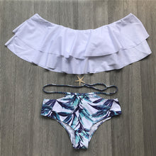 Load image into Gallery viewer, Bikini Set 2019 Doubledeck Flouncing Swimsuit Push Up Bathing Suit sexy Women High Waist Swimwear Off Shoulder Swimming Suits