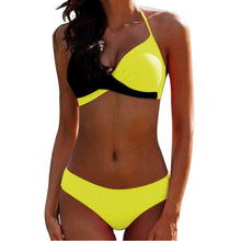 Load image into Gallery viewer, Padded Bra Bikinis 2019 Woman Halter Sexy Swimsuit Push Up Plus Size Swimwear Women Bathers Yellow Micro Bikini Bathing Suit XXL