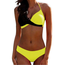 Load image into Gallery viewer, Padded Bra Bikinis 2019 Woman Halter Sexy Swimsuit Push Up Plus Size Swimwear Women Bathers Yellow Micro Bikini Bathing Suit XXL