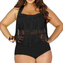 Load image into Gallery viewer, 2019 HOT Sale Plus Size Neon Bikini Set Women Ladies Sexy Retro Padded Push Up Tassel High Waist Swimsuit Swimwear Bathing Suit