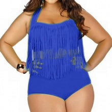 Load image into Gallery viewer, 2019 HOT Sale Plus Size Neon Bikini Set Women Ladies Sexy Retro Padded Push Up Tassel High Waist Swimsuit Swimwear Bathing Suit