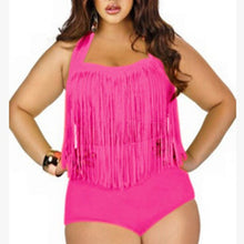 Load image into Gallery viewer, 2019 HOT Sale Plus Size Neon Bikini Set Women Ladies Sexy Retro Padded Push Up Tassel High Waist Swimsuit Swimwear Bathing Suit