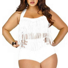 Load image into Gallery viewer, 2019 HOT Sale Plus Size Neon Bikini Set Women Ladies Sexy Retro Padded Push Up Tassel High Waist Swimsuit Swimwear Bathing Suit