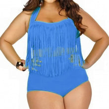 Load image into Gallery viewer, 2019 HOT Sale Plus Size Neon Bikini Set Women Ladies Sexy Retro Padded Push Up Tassel High Waist Swimsuit Swimwear Bathing Suit