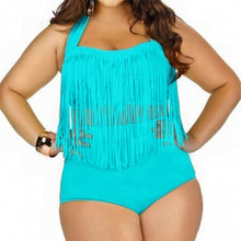 Load image into Gallery viewer, 2019 HOT Sale Plus Size Neon Bikini Set Women Ladies Sexy Retro Padded Push Up Tassel High Waist Swimsuit Swimwear Bathing Suit