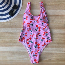 Load image into Gallery viewer, 2019 Women Cherry Printed Swim Wear Badpak Sexy Backless Monokini One Piece Swimsuit Thong Bathing Suit Beach Swimwear Pink