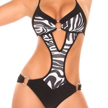 Load image into Gallery viewer, Halter Bodysuit Ring Sexy Women Monokini Leopard One Piece Swimsuit Female Push UP Swimwear Swim Strappy Bathing Suit Fused May