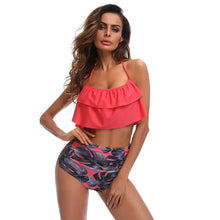Load image into Gallery viewer, Girl Tube Top Brazil Sexy  Hot Pink  Bikini Neck Halter Printed Swim Set China Bikini