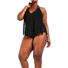 Load image into Gallery viewer, Super Large 2XL 3XL 4XL Plus Size Fringe Swimwear Neon Green One Piece Swimsuit Bathing Suits for Plused Women Tassel Monokini