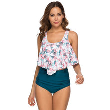 Load image into Gallery viewer, High Waist Bikini 2019 Women Two Piece Big Plus Size Swimwear Sexy Halter Floral Printed Tankini Set Patchwork Beachwear Biquini