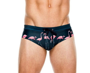 2019 New Arrival Swimwear Sexy Mens Swim Suits Gay Pouch Flamingo Summer Triangular Swimming Briefs Mens Swimwear